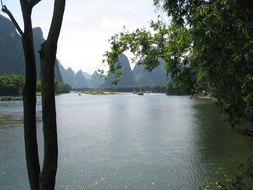 Early evening on Li River, a rare moment of silent river without boats.
