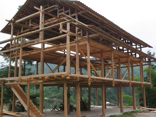 Skeleton structure of a Dong house architectural style