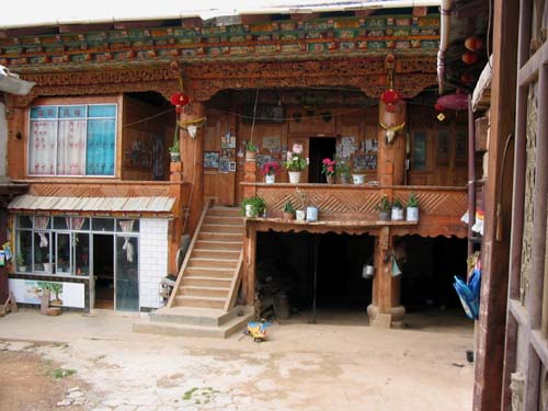 Traditional Tibetan house with contemporary windows