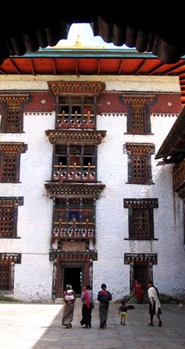 Characteristic Bhutanese window and balcony design