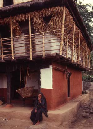 Characteristic house type of the Limbus with bamboo balcony
