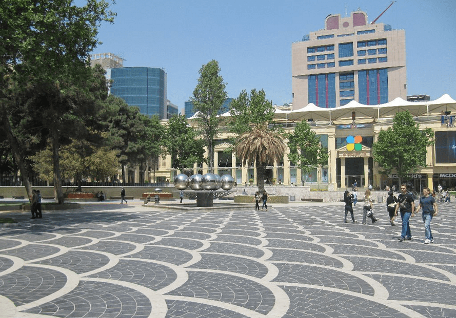 Fountain square Baku Caspian Sea