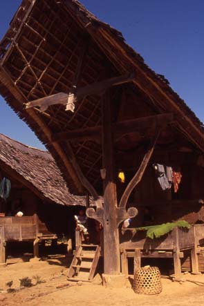 Structural members of a Toraja roof