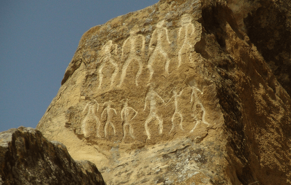 Rock engraving in gobustan national park baku Azerbaijan
